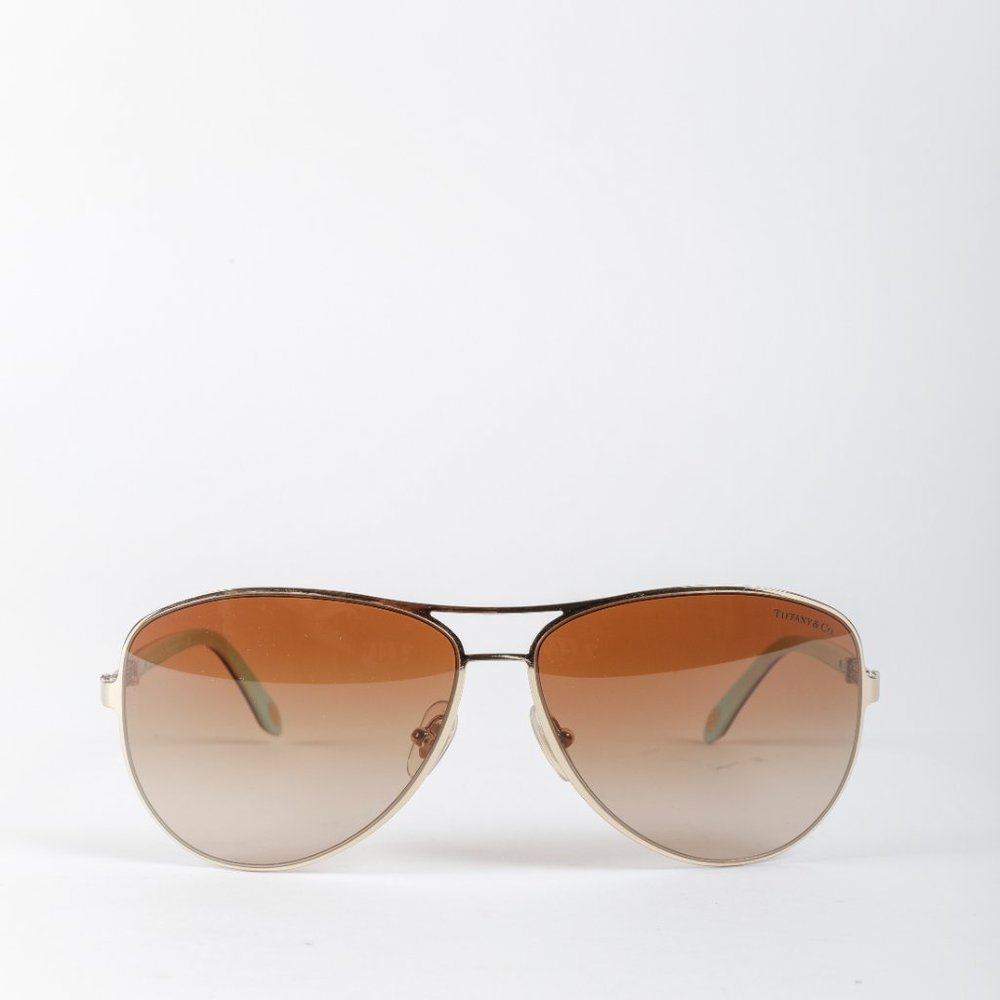 Tiffany & Co. Gold Aviator Sunglasses - Picture 6 of 9